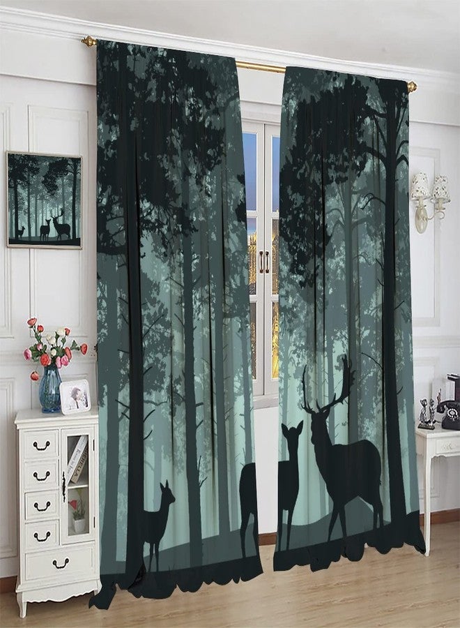 LIZIMI Bear Deer Blackout Curtain,African Grasslands Rustic Wildlife Moose Mountain Elk Bear Giraffe Forest Animals Window Curtains for Boys Girls Bedroom Living Room Kitchen Decoration,2 Panels W42 xL54 - Image 3
